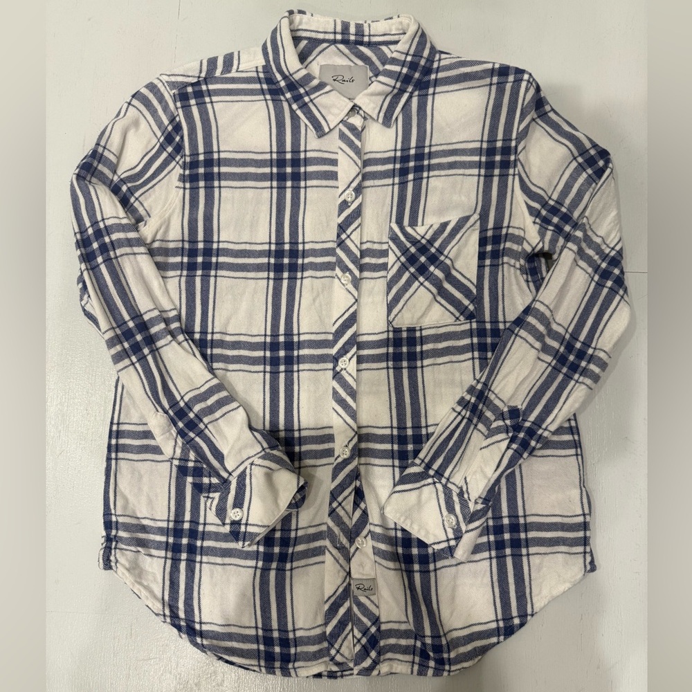 Rails Hunter Plaid button up shirt, White Sapphire women’s, small - Picture 6 of 9